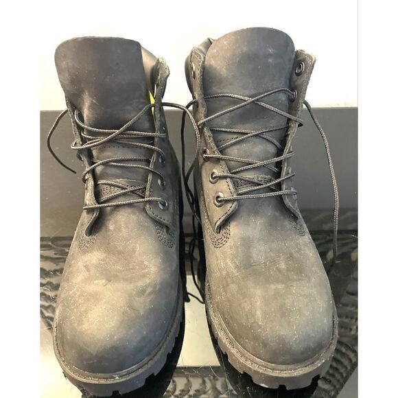 Timberland Premium Junior Waterproof Black Nubuck Boots - Size 6 Medium - Picture 4 of 11